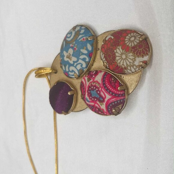 Upcycled Vintage Kenzo Pendant Necklace — Handmade Artistic Medallion - Picture 8 of 10